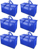 MegaMove 6-Pack Oversized Heavy-Duty Moving Bags with Zipper & Carry Handles – Space-Saving Storage Totes 🧳