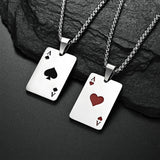 Hip Hop Poker Card Necklace for Men – Stainless Steel Ace of Spades Pendant Chain, Street Style Playing Card Jewelry