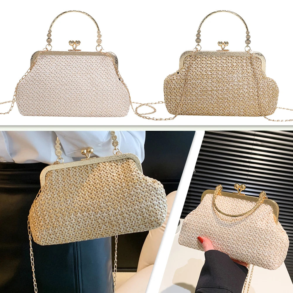 Elegant Hand-Woven Chain Shell Handbag – Exquisite Handmade Design for Weddings, Parties & Special Events