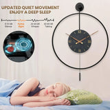 Large Modern Wall Clock – Silent Metal Minimalist Wall Clock with Walnut Dial for Living Room Décor
