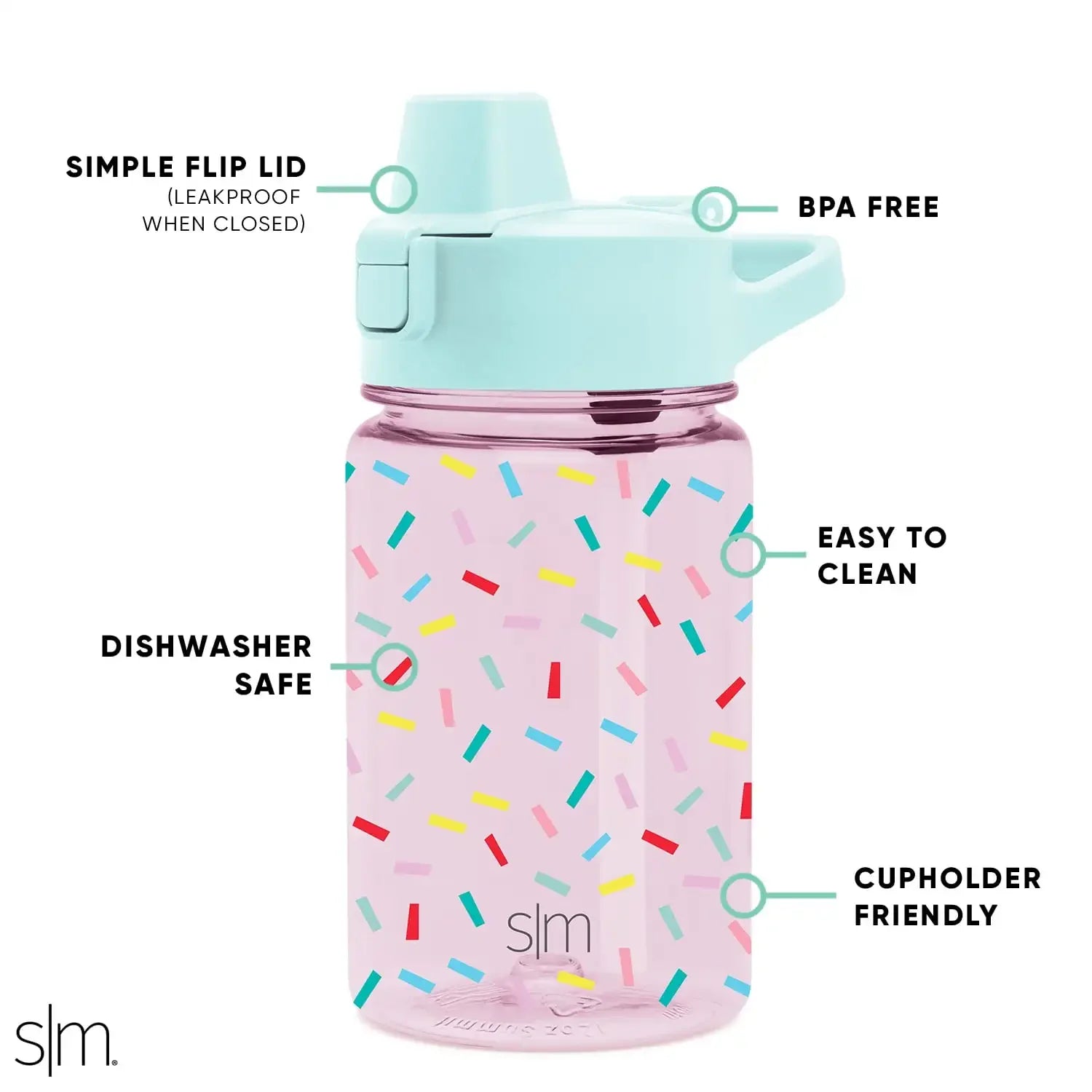 12 fl oz (350 ml) Tritan Reusable Water Bottle – Silicone Straw Lid, Birthday Cake Design & Leak-Proof Portable