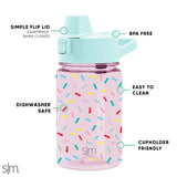 12 fl oz (350 ml) Tritan Reusable Water Bottle – Silicone Straw Lid, Birthday Cake Design & Leak-Proof Portable