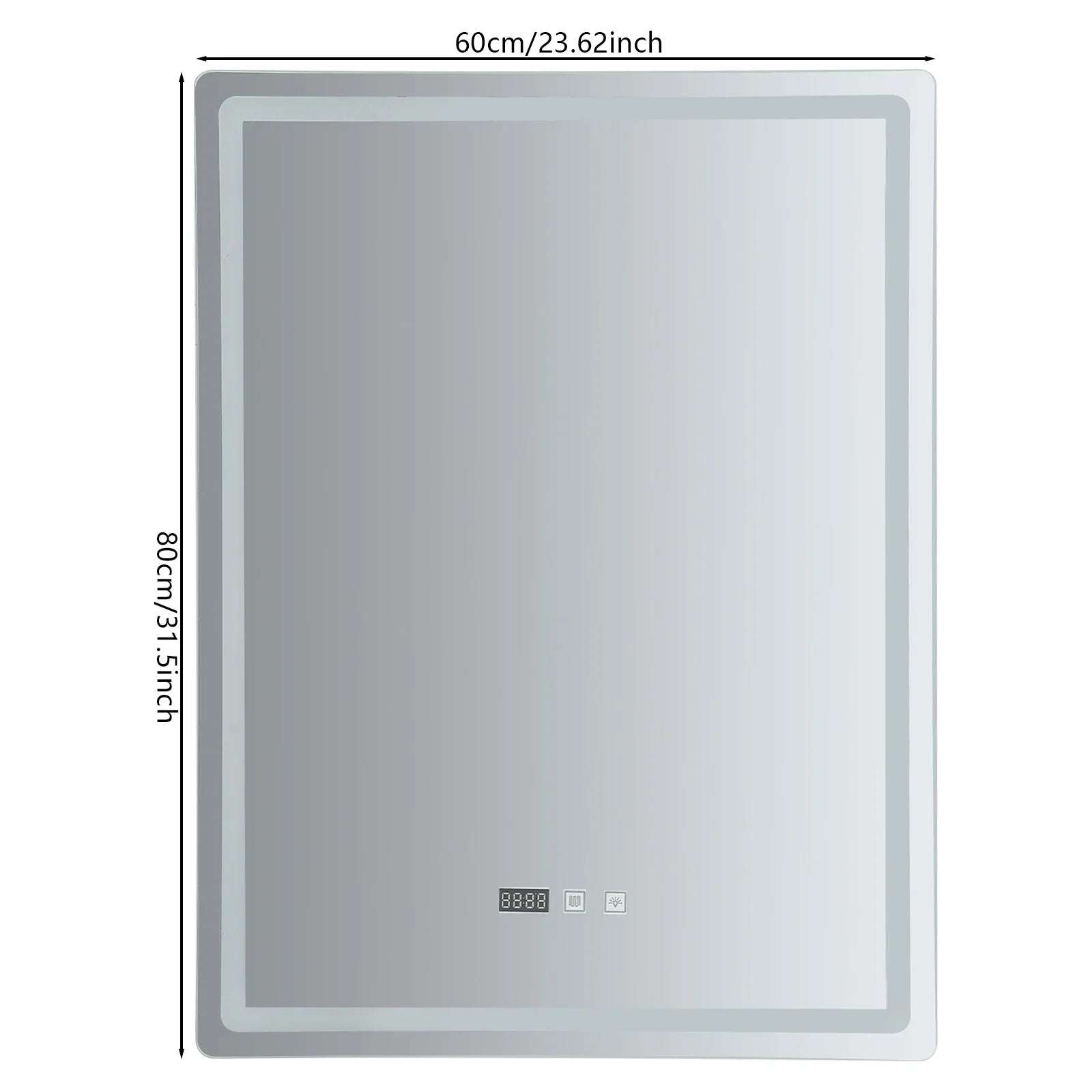 LED Wall-Mounted Anti-Fog Bathroom Mirror – Touch-Switch 3-Colour Dimmable Vanity Light