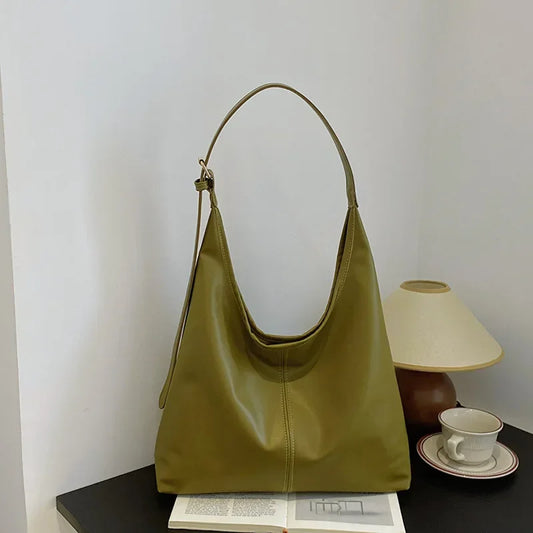 Women’s retro simple tote bag – large-capacity shoulder handbag, versatile casual shopping & work bag with minimalist design