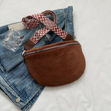 Women’s Casual Half-Moon Sling Bag – Solid Color Crossbody Chest Bag with Adjustable Wide Strap for Travel & Shopping