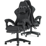 Ergonomic Gaming Chair with Footrest – Adjustable Height, Reclining Computer Chair with Lumbar & Headrest Support for Office or Gaming