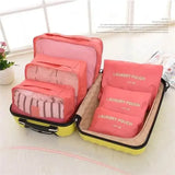6-Piece Travel Storage Bag Set – Waterproof Large-Capacity Luggage Clothes & Underwear Organizer (Pink/Blue/Grey)