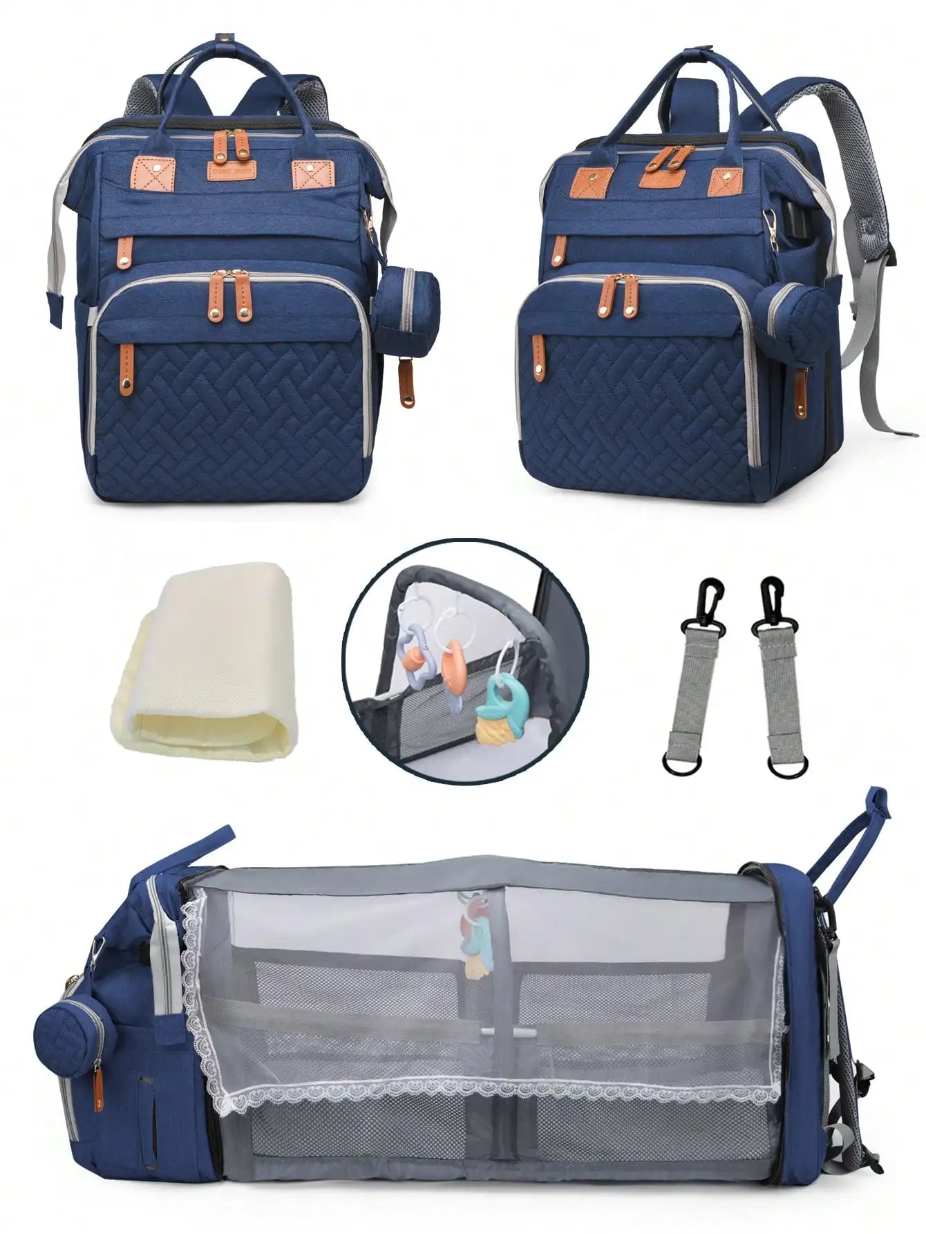 Large Diaper Bag with Changing Station – Waterproof Multifunction Baby Backpack with USB Port | Lightweight Travel Diaper Bag for Moms & Dads