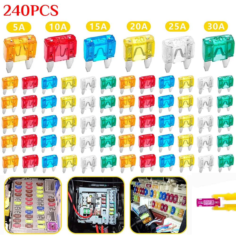 100-Piece Mini Blade Fuse Assortment Kit – Car & Truck Safety Set (5A / 10A / 15A / 20A / 25A / 30A)