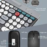 2.4G + Bluetooth Dual-Mode Keyboard & Mouse Combo – Multi-Device Wireless Set with Phone Holder for Mac, iOS, Android & Windows