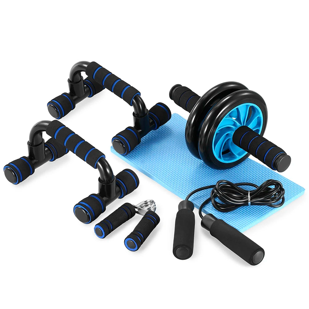 HealthyCore Ab Wheel 5-Piece Set – Multifunctional Indoor Fitness Bundle with Push-Up Stand & Accessories