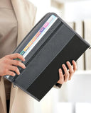 Expandable File Organizer with Security Zipper – 12-Pocket Document Folder with Front Pen Holder for Office & School