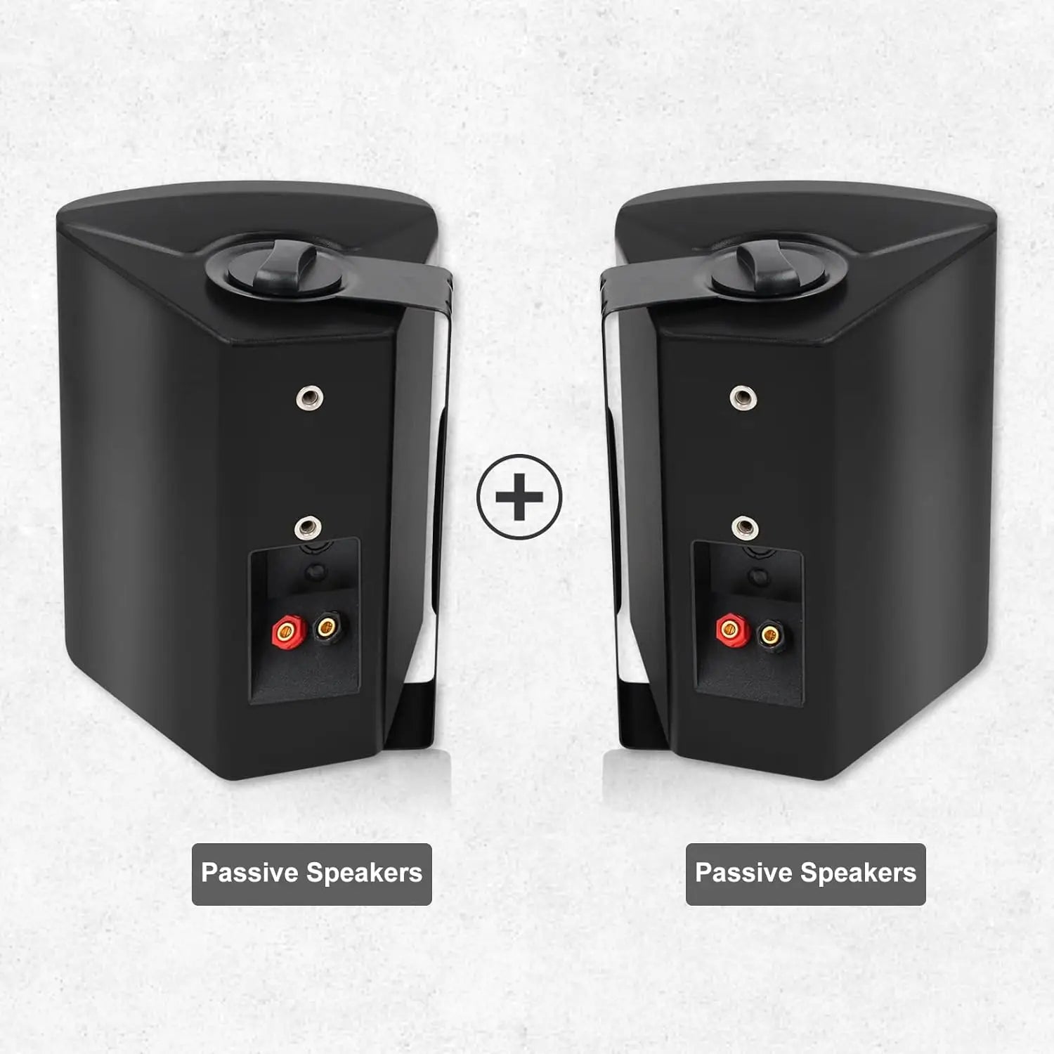 Herdio 5.25" 300W Waterproof Dual Speakers – Indoor & Outdoor Wall Mount Audio System for Home Theater, Garage & Living Room (Black)