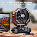 ColdSky Camping Fan with 4 LED Lantern, 8 Speeds & 20000mAh Battery – Portable Outdoor Fan for Camping, Fishing & Desk Use