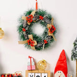 Christmas Hanging Wreath Decoration – Festive PVC Door Décor with Bow, Berries, Santa & Reindeer Design