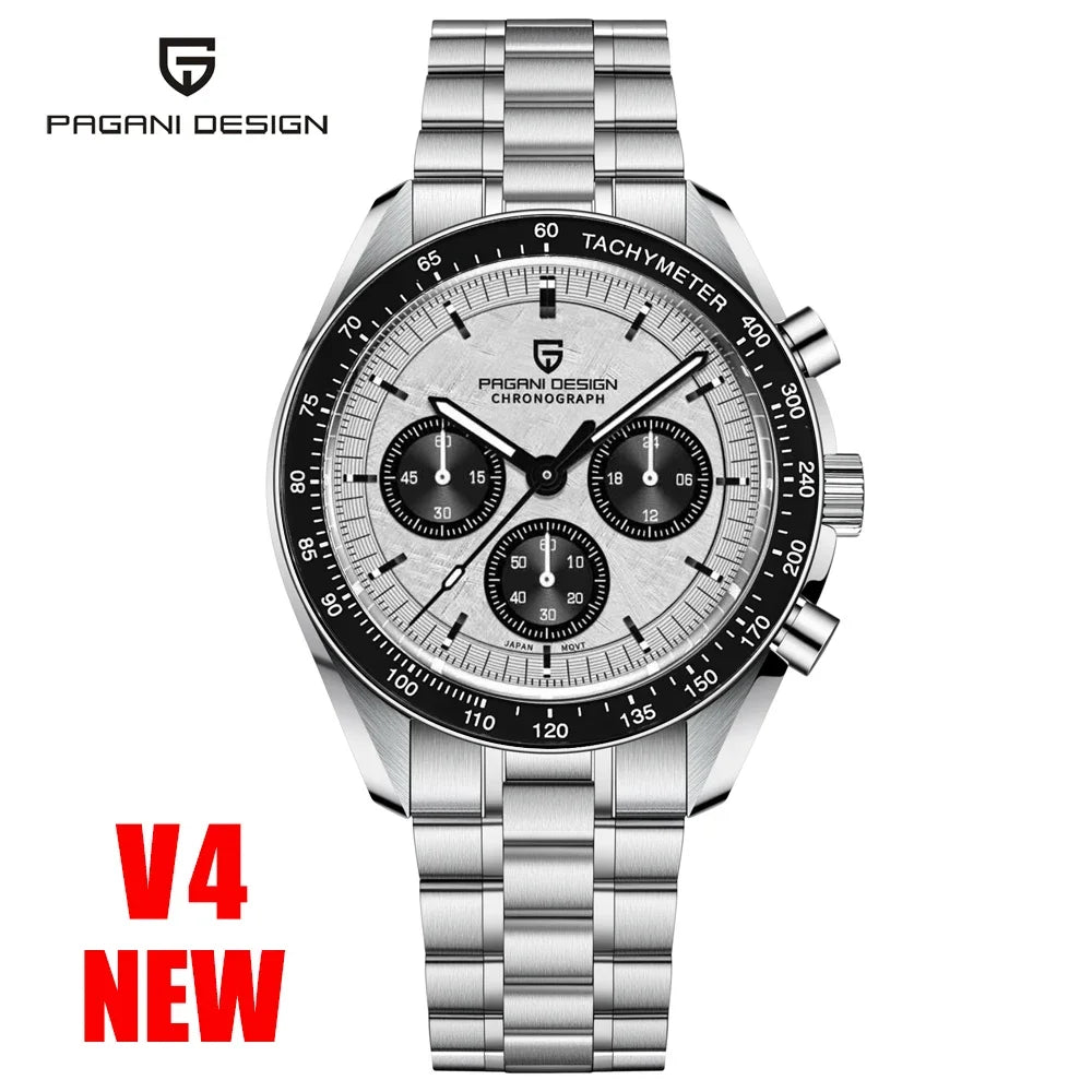 PAGANI DESIGN 2024 Men’s Luxury Quartz Chronograph Watch – Sapphire Mirror, Auto Date, Speed Dial ⌚✨