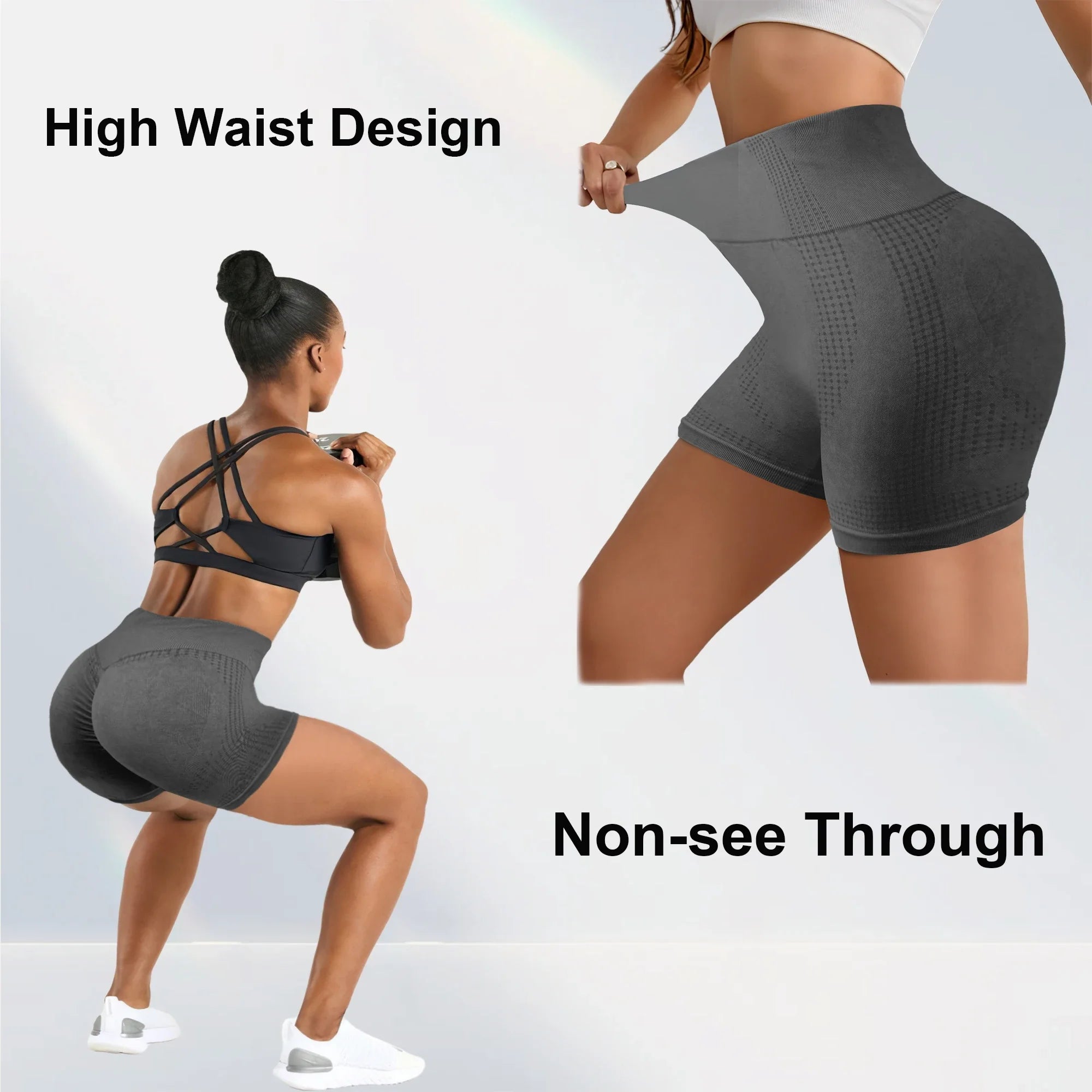 3-Piece High Waist Yoga Shorts Set – Solid Color, Breathable & Stretch Fitness Workout Shorts for Women
