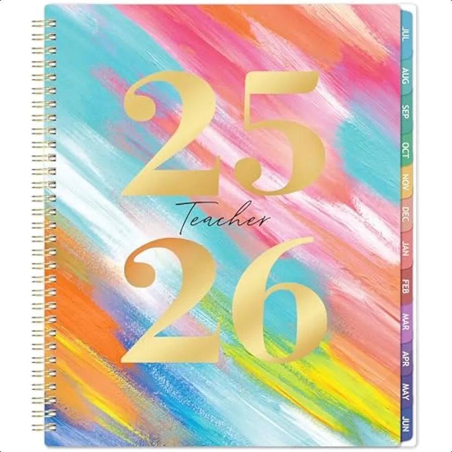 Teacher Lesson Planner 2025–2026 – Weekly & Monthly Academic Planner with Colorful Tabs (July 2025–June 2026) 📚
