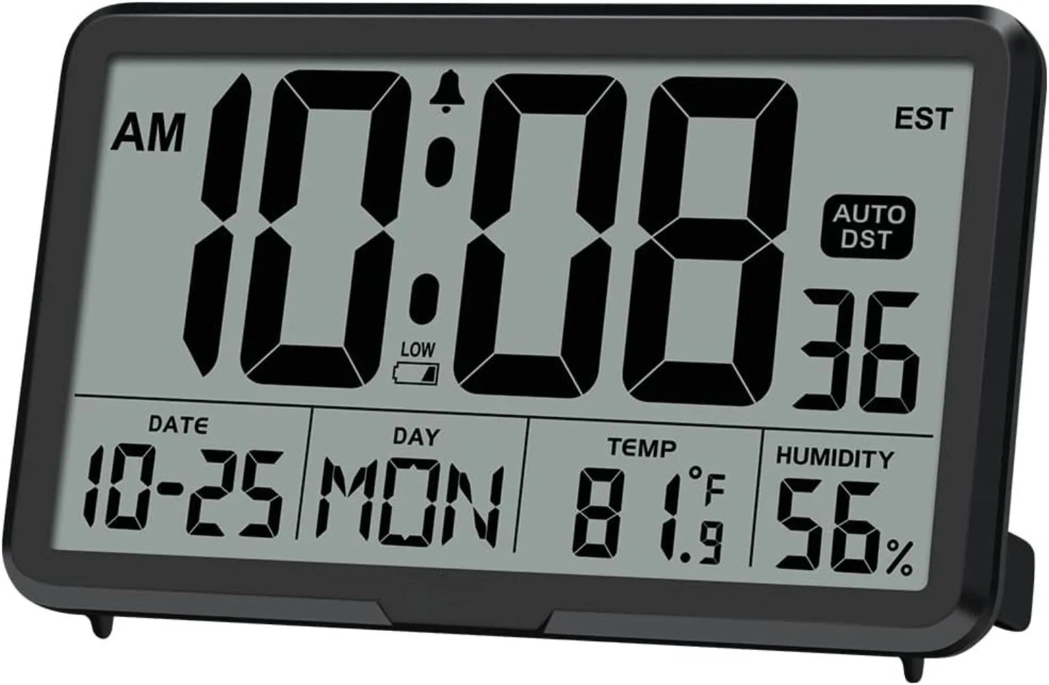 Automatic Digital Wall Clock – Battery Operated Table & Wall Clock with Temperature, Humidity & Date Display