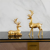 2PCS Christmas Reindeer Figurines – Nordic Style Deer Ornaments for Fireplace, Desk, Bedroom & Holiday Décor