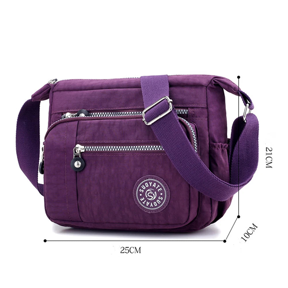 Women’s Waterproof Nylon Floral Multi-Pocket Crossbody Bag – Casual Shoulder Messenger Bag