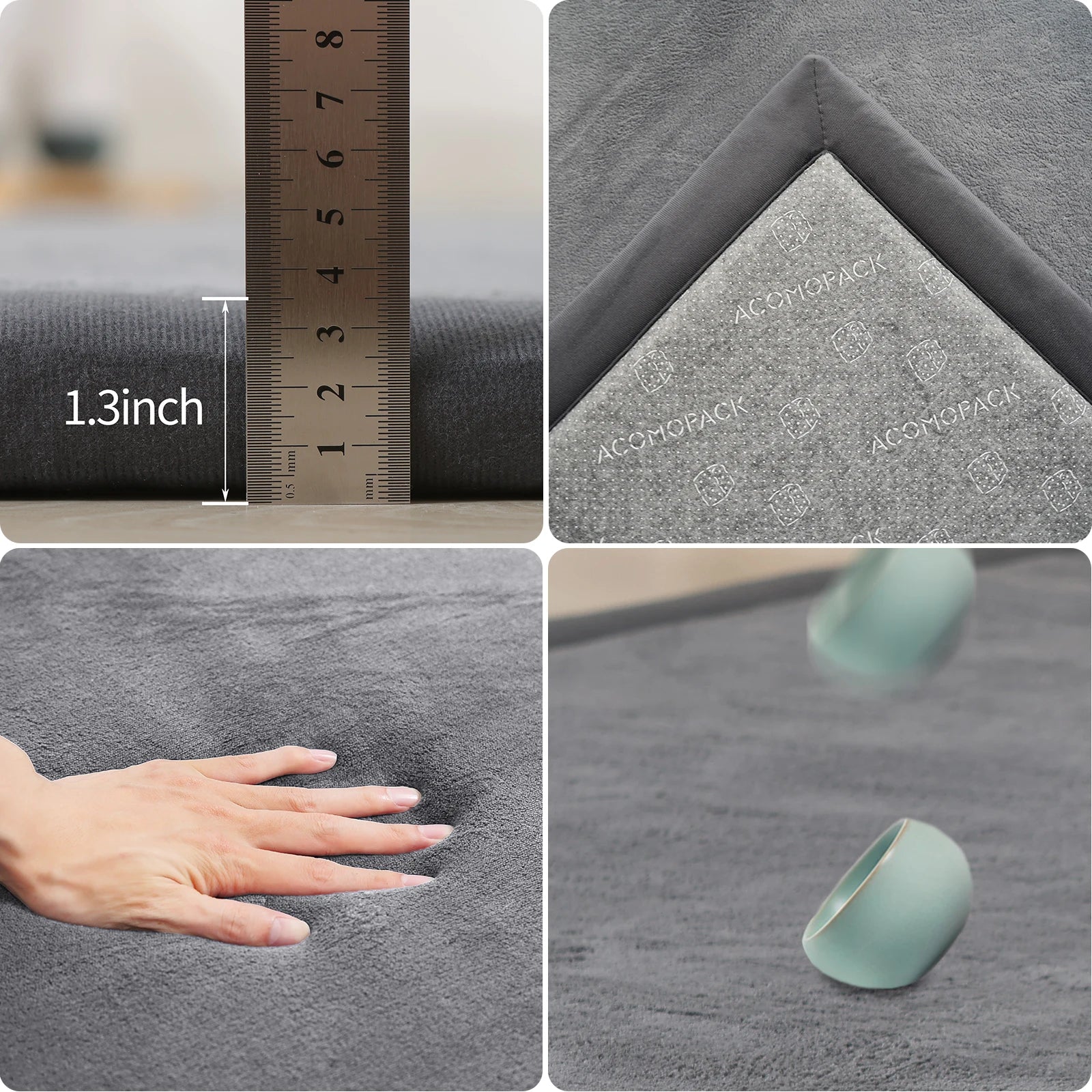 Large Coral Velvet Solid Carpet – Ultra Soft Washable Floor Rug for Bedroom, Living Room & Sofa Area