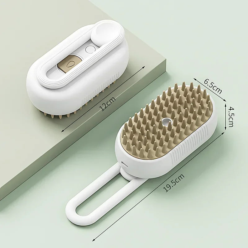 3-in-1 Steam Brush Cat & Dog Grooming Comb – Steamy Spray Hair Remover, Massage Comb & Pet Cleaning Tool