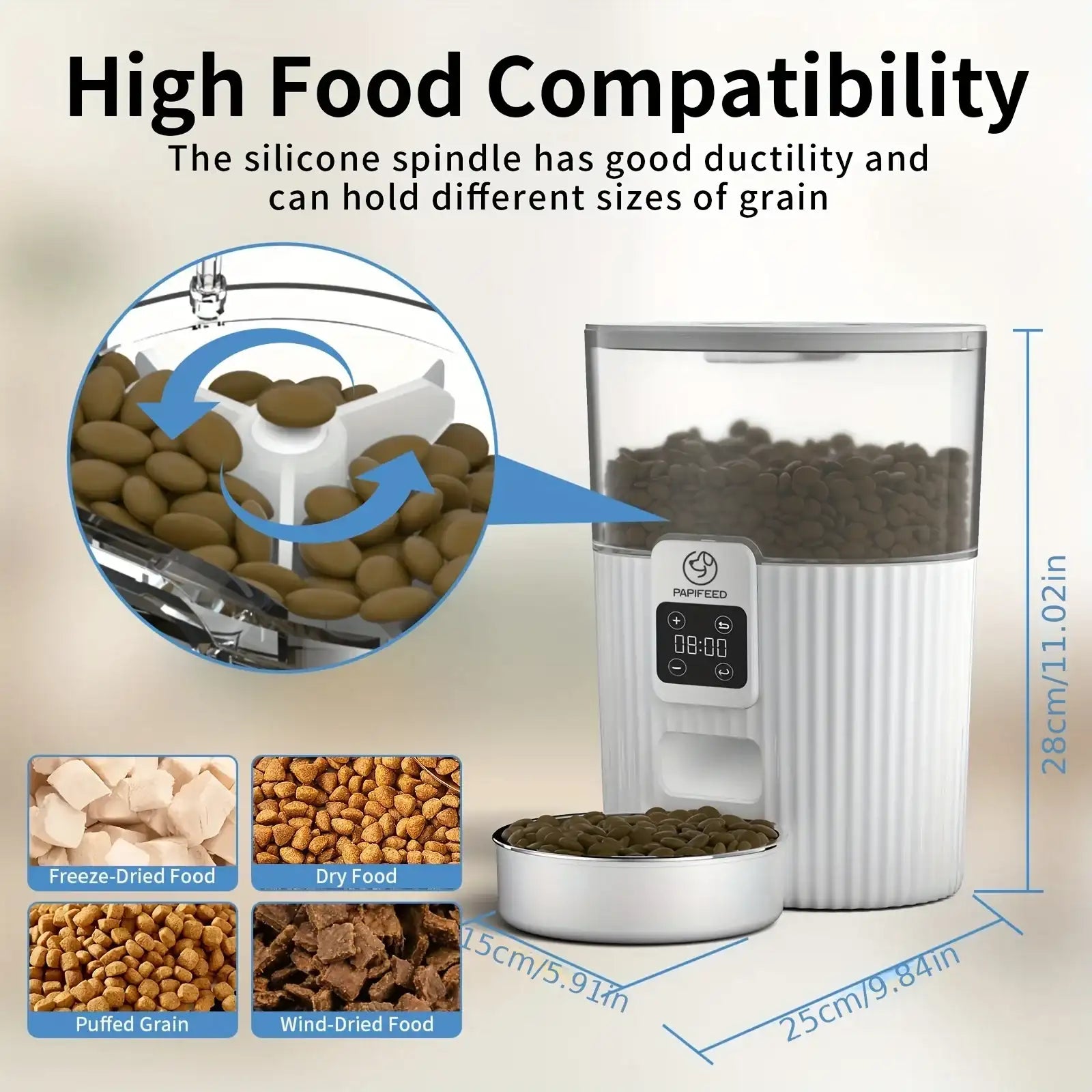 Papifeed Automatic Pet Feeder – Smart WiFi Cat & Dog Food Dispenser with Remote Control, Fixed Feeding Machine & Portion Scheduling