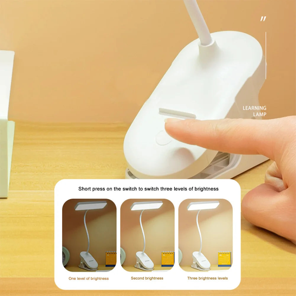 📖 LED Reading Light – Bendable Touch Clip-On Lamp with USB Charging, Multi-Function Night Light for Bedroom & Dorm