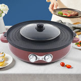 2200W 2-in-1 Electric Smokeless Grill & Hot Pot – Portable BBQ Grill and Shabu Split Pot, Multifunction Barbecue Pan (110V)