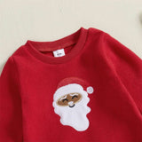 Santa Claus Embroidered Long-Sleeve Sweatshirt & Solid Pants Set for Toddler Boys & Girls