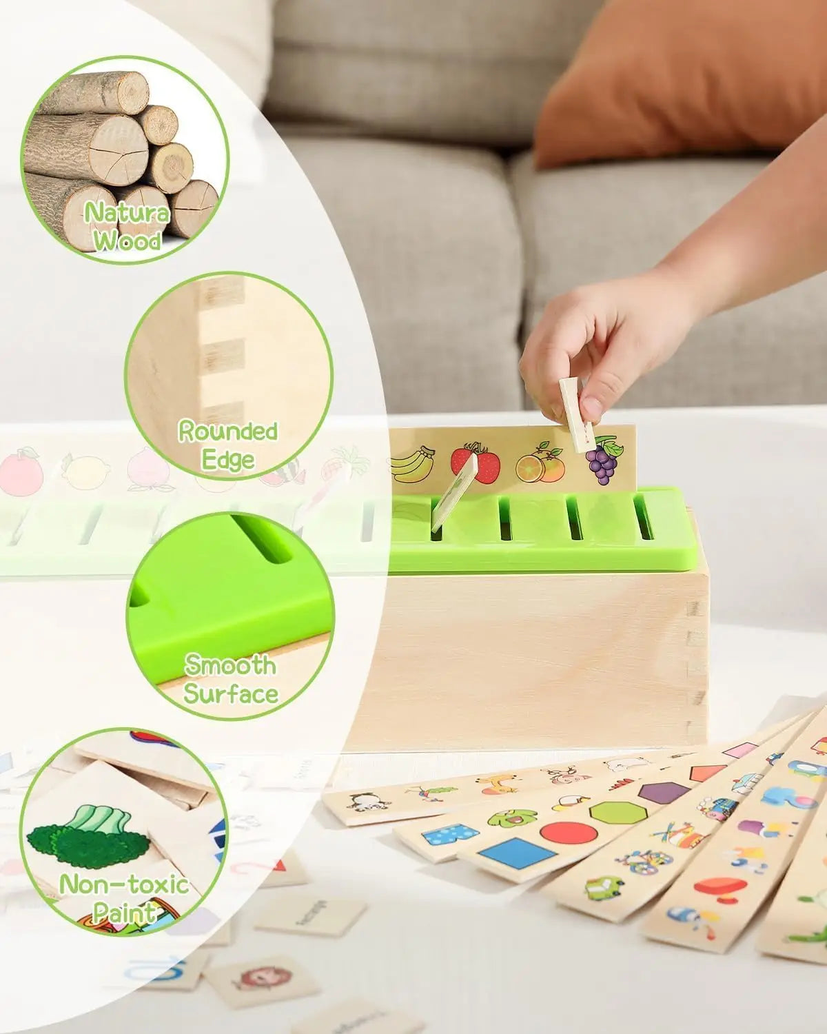 Wooden Montessori Sorting Toy – Educational Early Learning Box for Object Categories & Picture Matching, Preschool & Kindergarten Activity Set