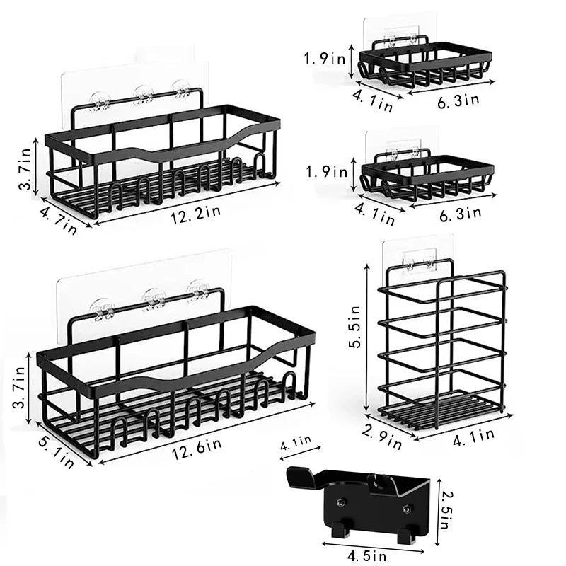 6-Pack Stainless Steel No-Drill Wall-Mounted Shelves – Waterproof Organizer for Kitchen & Bathroom