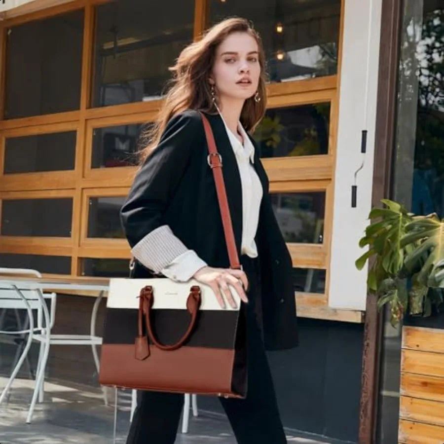 Women’s Laptop Tote Bag – 15.6″ Waterproof Work & Computer Bag with Clutch Purse, Large Capacity Shoulder Tote