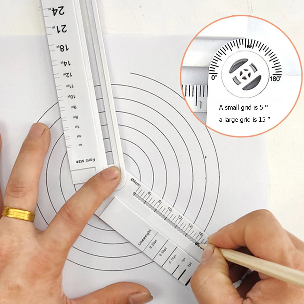 Multifunctional Folding Geometry Drawing Ruler – Compact 0–30 cm Precision Math & Design Tool