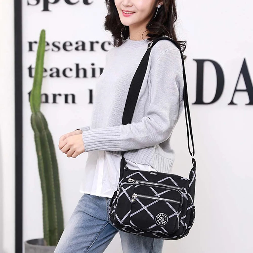 Women’s Nylon Waterproof Crossbody Bag — Multi-Pocket Travel Messenger & Shoulder Purse