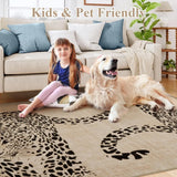 Leopard Print Area Rug 8x10 – Washable Ultra-Thin Non-Slip Modern Rug for Living Room & Bedroom