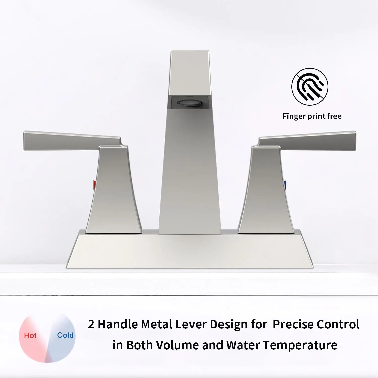 2-Handle Brushed Nickel Bathroom Sink Faucet – 4-Inch Centerset with Pop-Up Drain