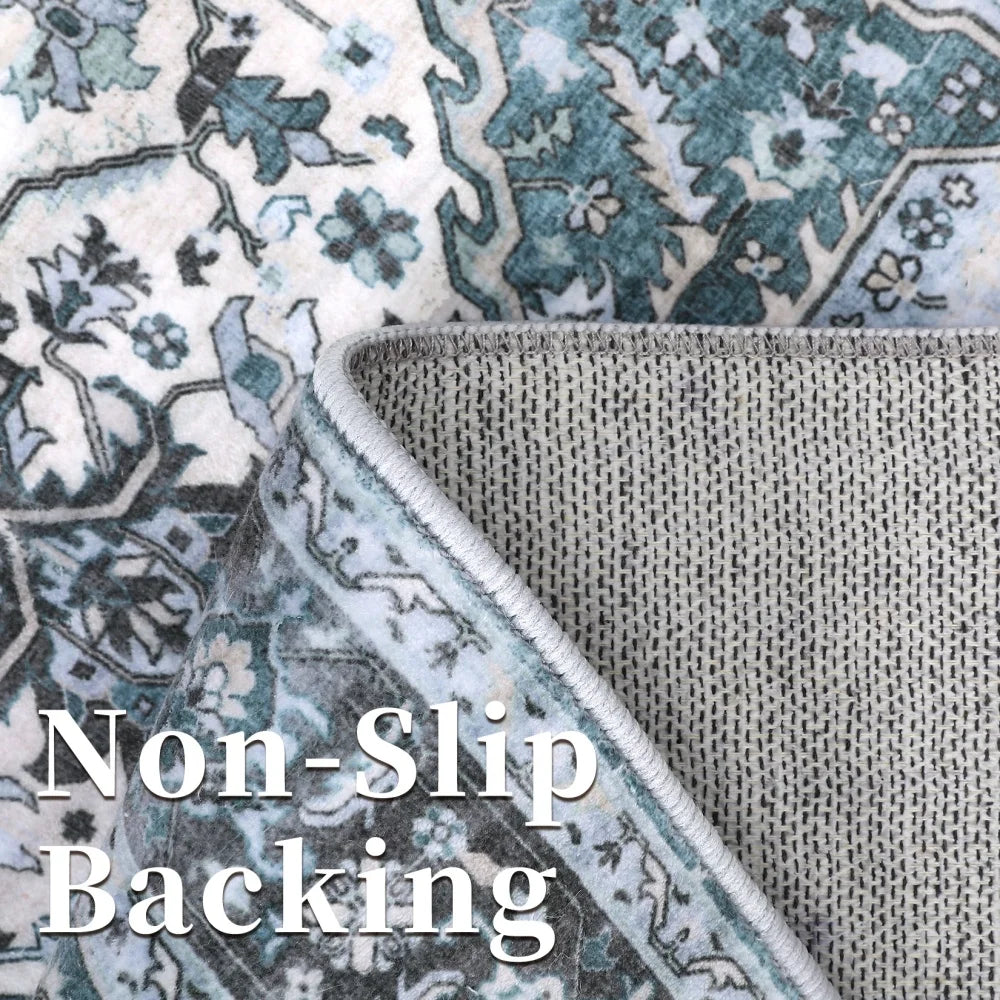 8x10 Washable Vintage Medallion Area Rug – Soft Low-Pile Non-Slip Accent Carpet for Living Room & Bedroom