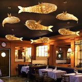 Luvodi 2PCS Large Fish-Shaped Wooden Weaving Chandeliers – Artistic Ceiling Lights for Home & Restaurant 🐟✨