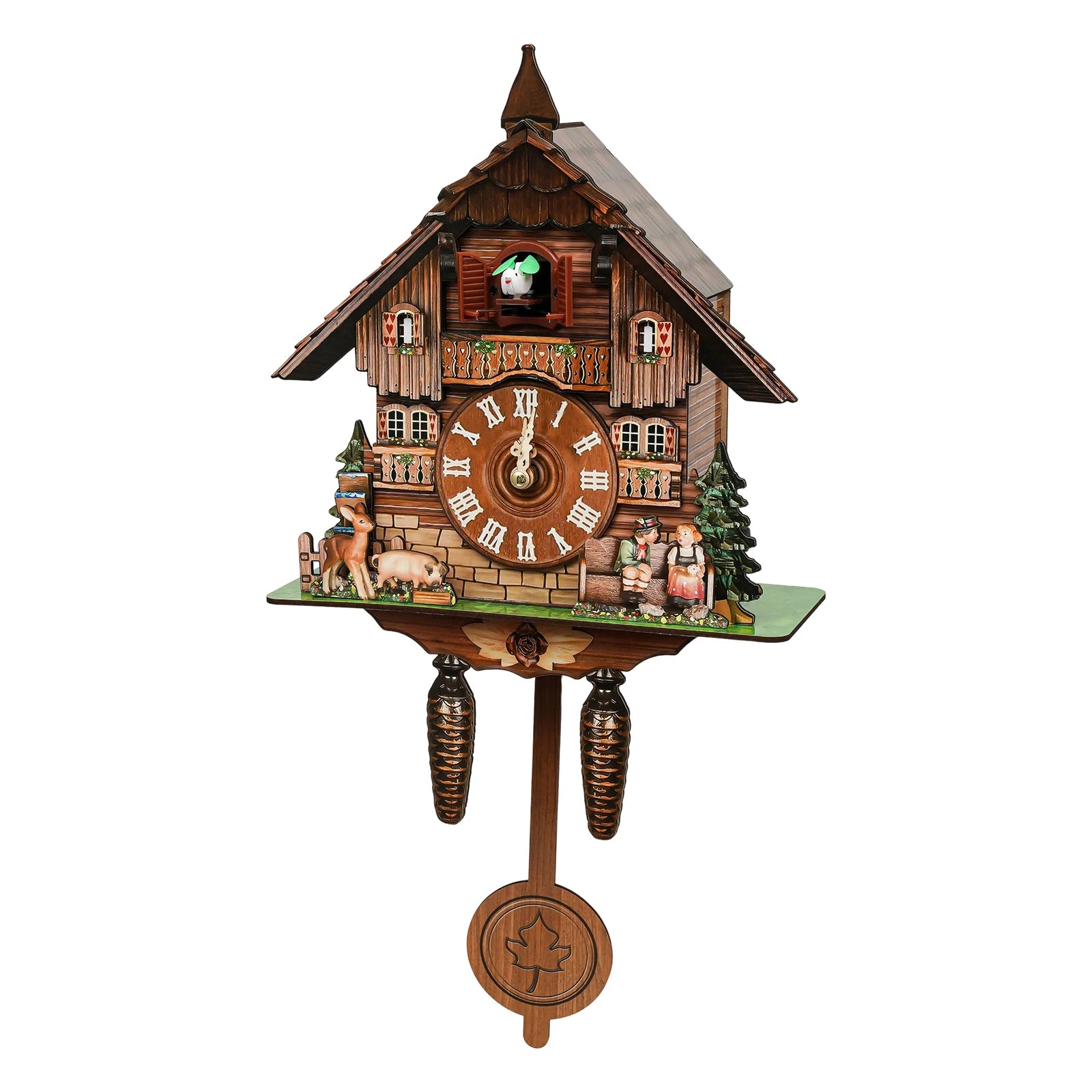 Cuckoo Wooden Wall Clock with Pendulum – Retro Hanging Clock for Bedroom, Living Room & Office Décor