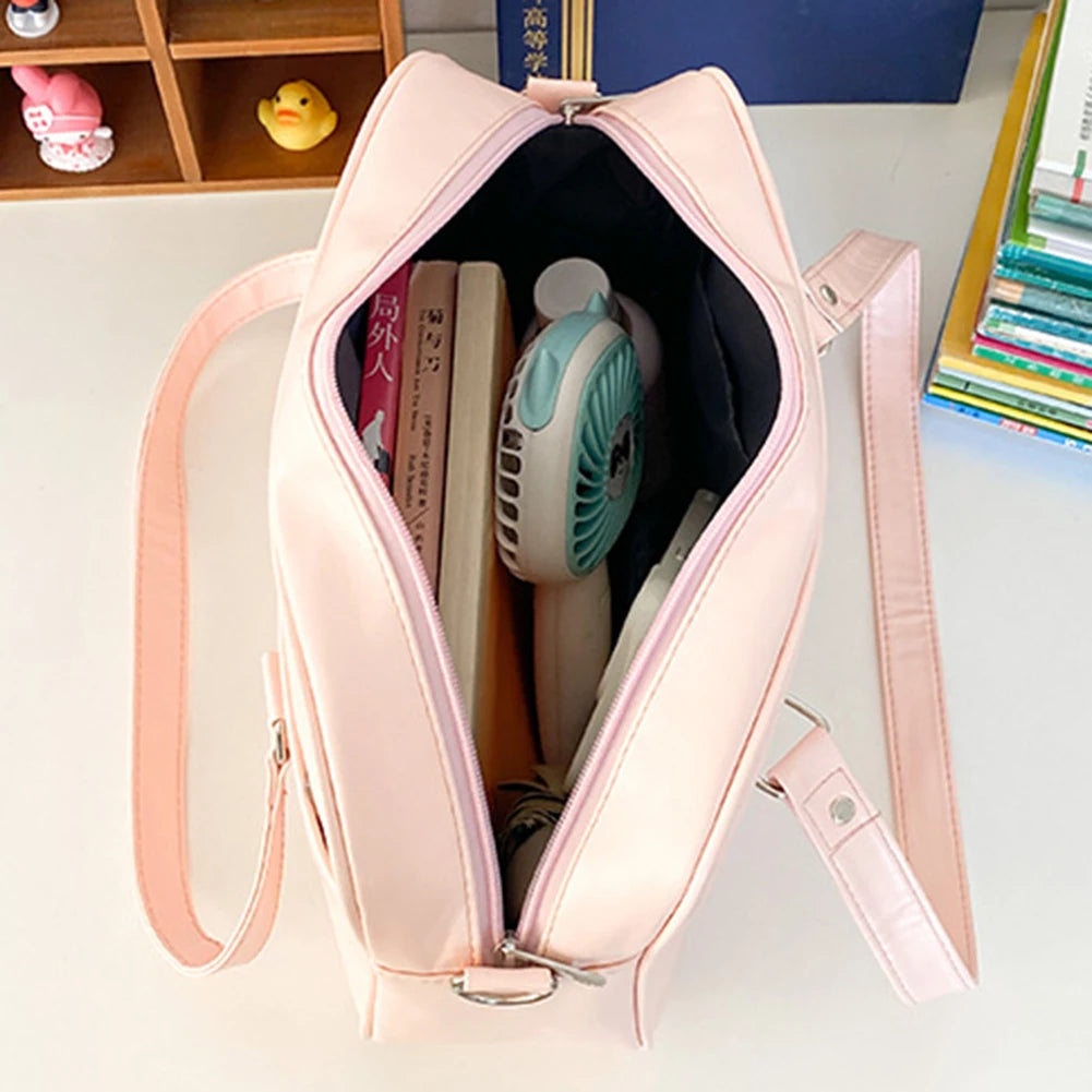 Women’s Transparent Love-Heart Satchel – Adjustable Strap PU Crossbody Bag