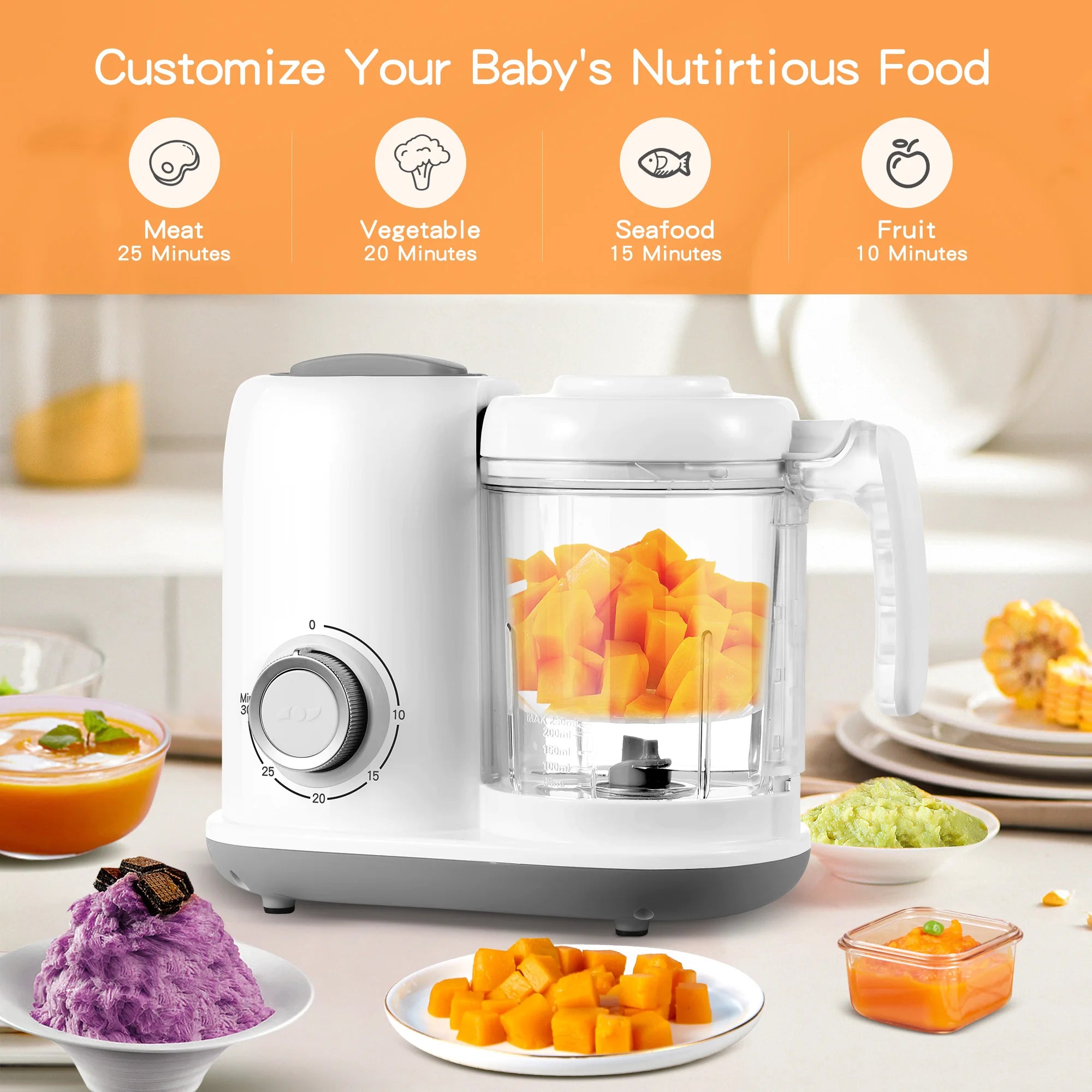 Baby Food Maker 4-in-1 – Steam, Blend, Reheat & Defrost for Healthy Baby Meals 👶🥕🍲
