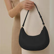 Women’s Half-Moon Tote Bag – PU Leather Solid Colour Small Satchel Hobo Purse