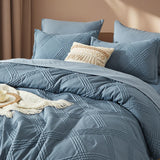 7-Piece Luxury Solid Color Quilted Comforter Set – All-Season Bedding Set Super-Soft, Shrink-Proof & Fade-Resistant