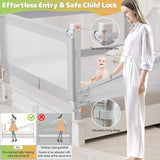 OMZER Bed Guard Rail for Toddlers – Foldable Baby Bed Rail Guard with Child-Lock & Height Adjustable Safety Rails