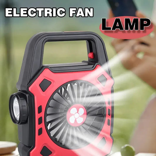 2-in-1 Rechargeable LED Camping Fan & Light – Portable USB Desk Fan with Handle, 3 Speeds, Battery Powered 🌬️💡
