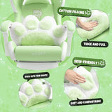 Gaming Chair with Cat Paw Lumbar Cushion & Cat Ears – Ergonomic Reclining PC Chair for Girls, Teens & Kids, Green