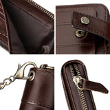 KAVIS Men’s RFID Genuine Leather Wallet – Multifunction Zipper Storage Money Bag with Coin Purse & Card Holder