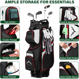 Premium 15-way golf cart bag – anti-shake divider top with magnetic pocket, ergonomic handles & rain cover